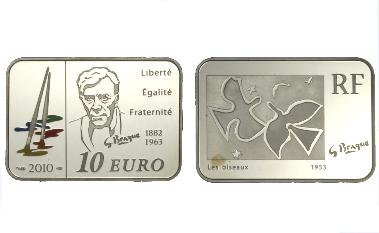Georges Braque - Moneta da 10 euro gr.15,00 in ag.900/000 senza confezione originale