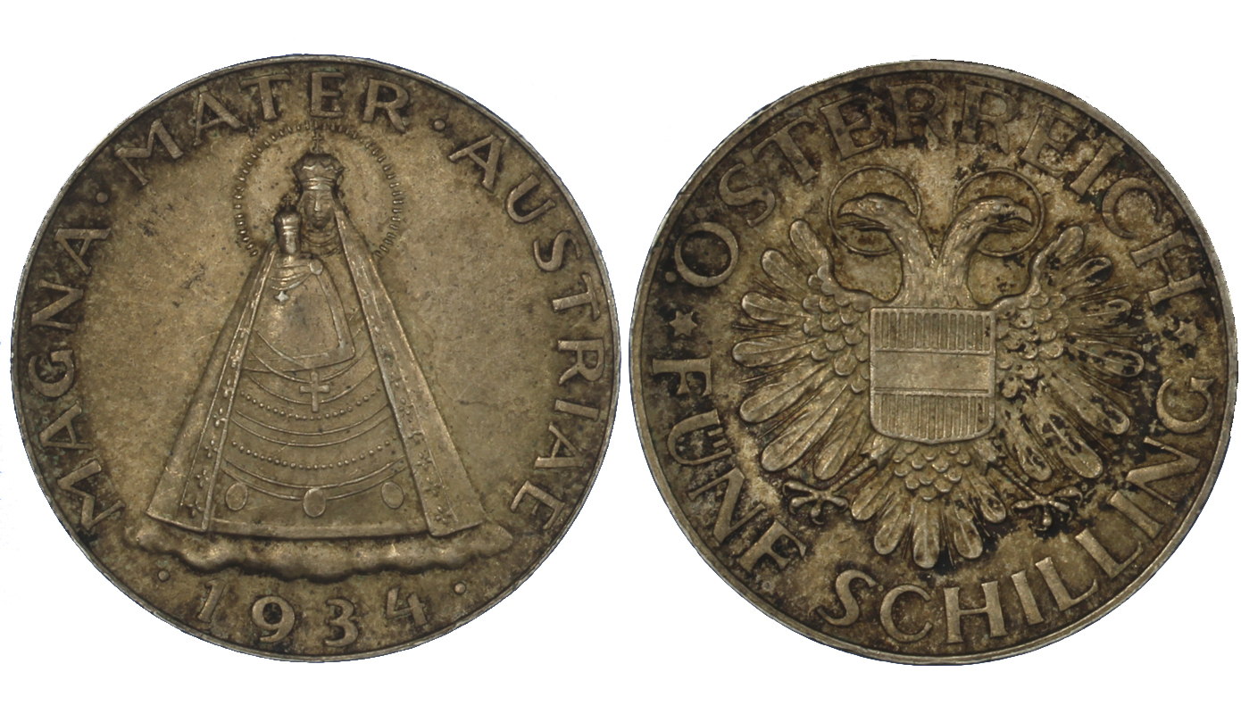 Madonna di Mariazell - 5 scellini gr. 15.00 in ag. 835/000
