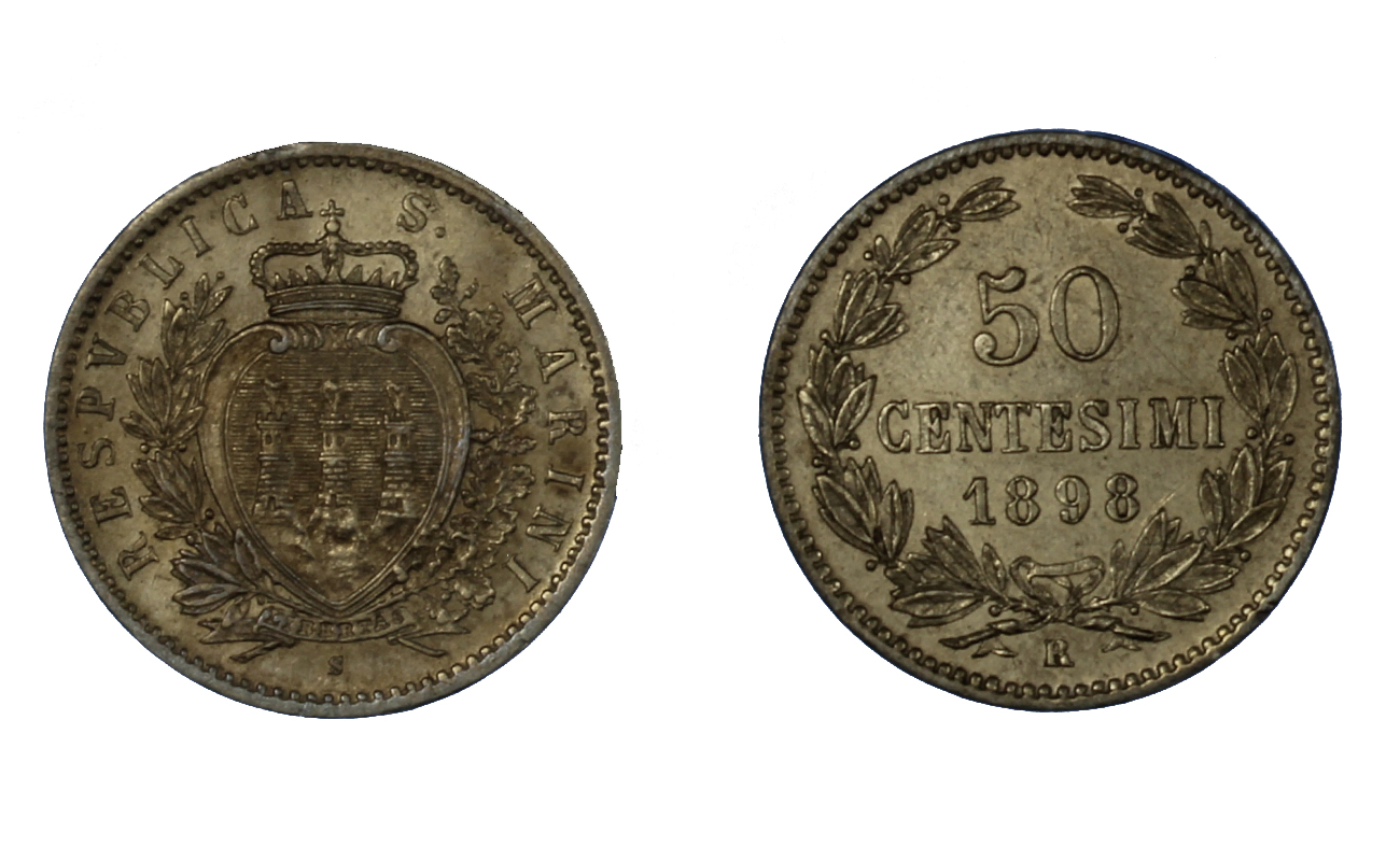 50 centesimi gr. 2.50 in ag. 835/000