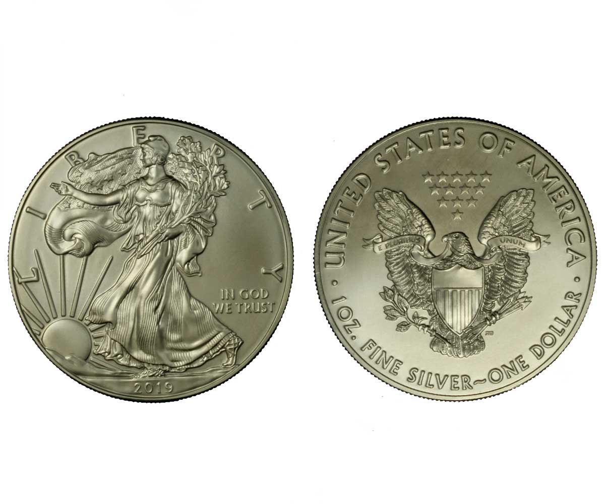 "American Eagle" Dollaro gr. 31,103 in ag. 999/ - Lotto di 10 pezzi