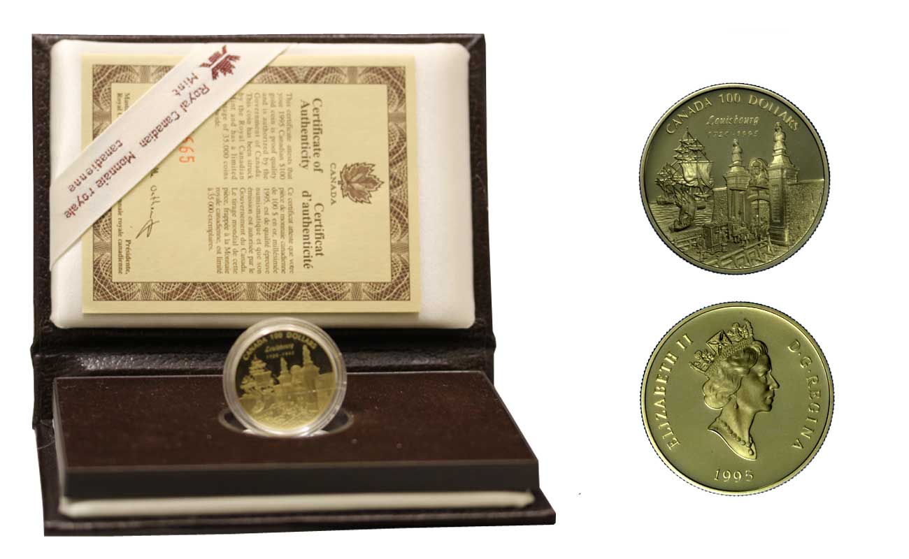 "Louisbourg" - 100 dollari gr. 13,33 in oro 583/000 - conf. originale