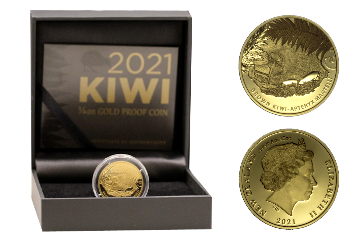 "Kiwi" - 10 Dollari gr. 7,80 in oro 999/000 - Tiratura 500 pezzi 
