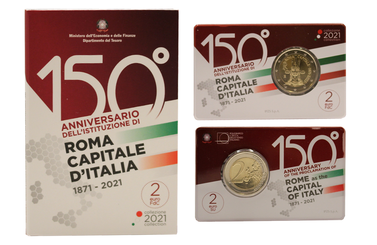 "Anniversario di Roma Capitale" - moneta da 2 euro in confezione ufficiale