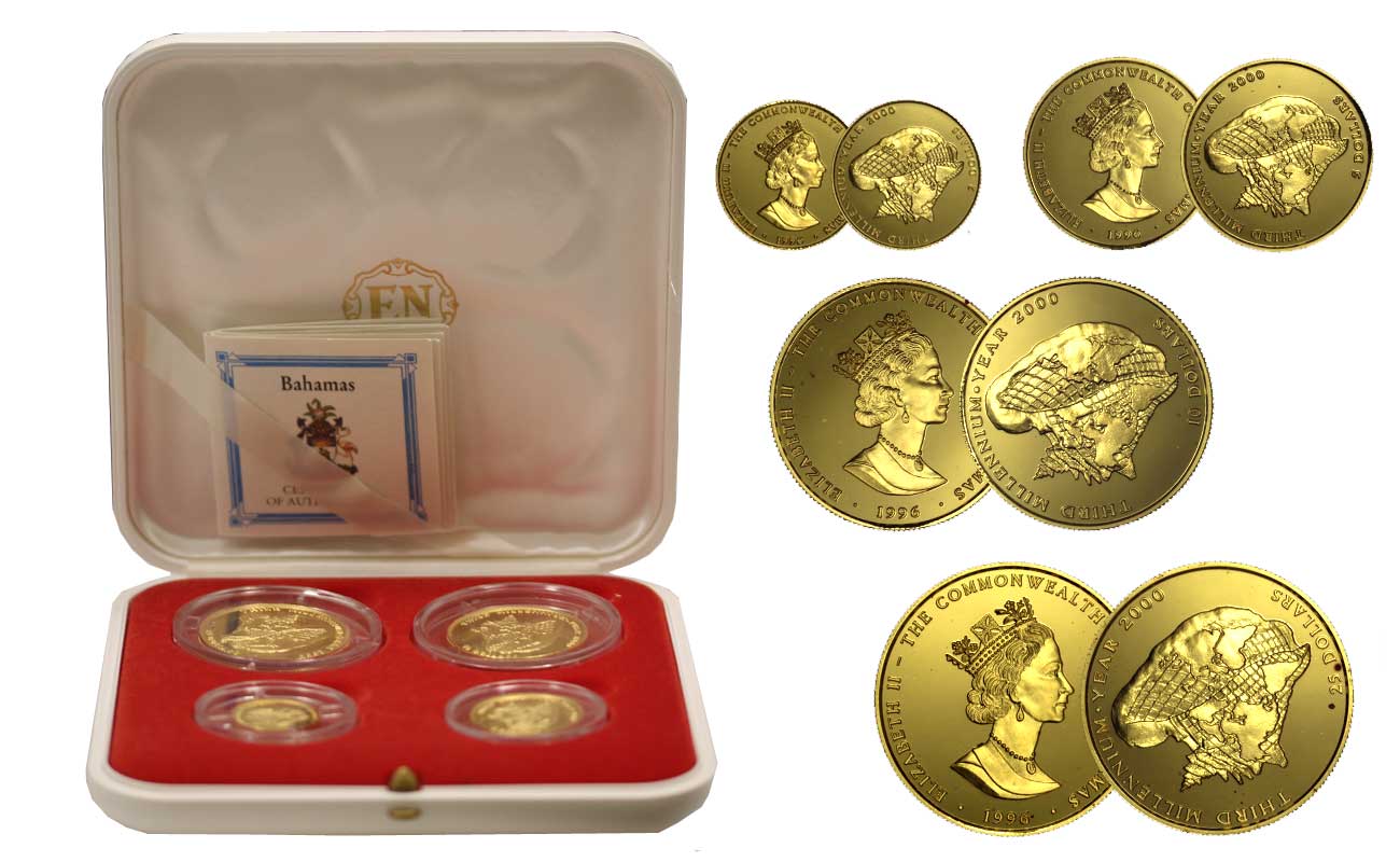 "Terzo Millennio" - Set da 25 - 10 - 5 - 2 dollari gr. 57,53 in oro 999/ - conf. originale
