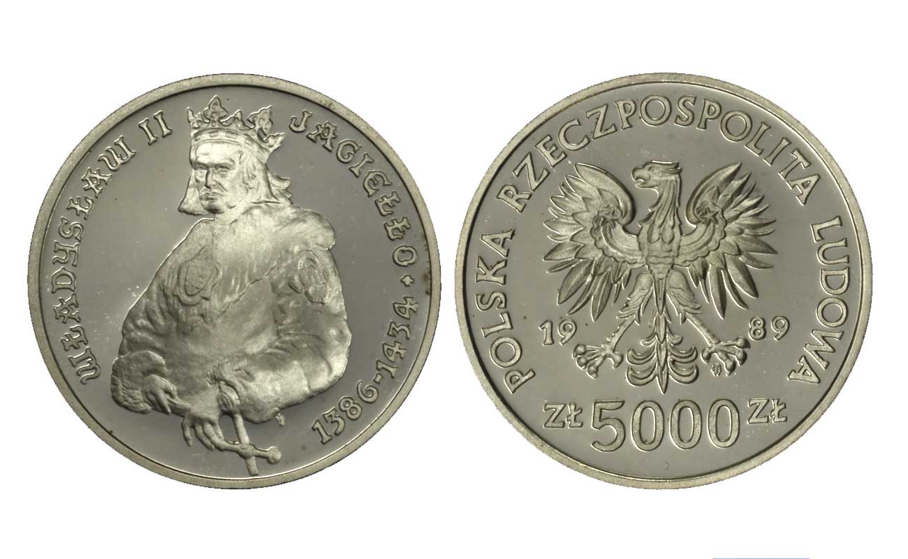 Wladislaw II - 5000 Zloty gr.16,50 ag.750/000 