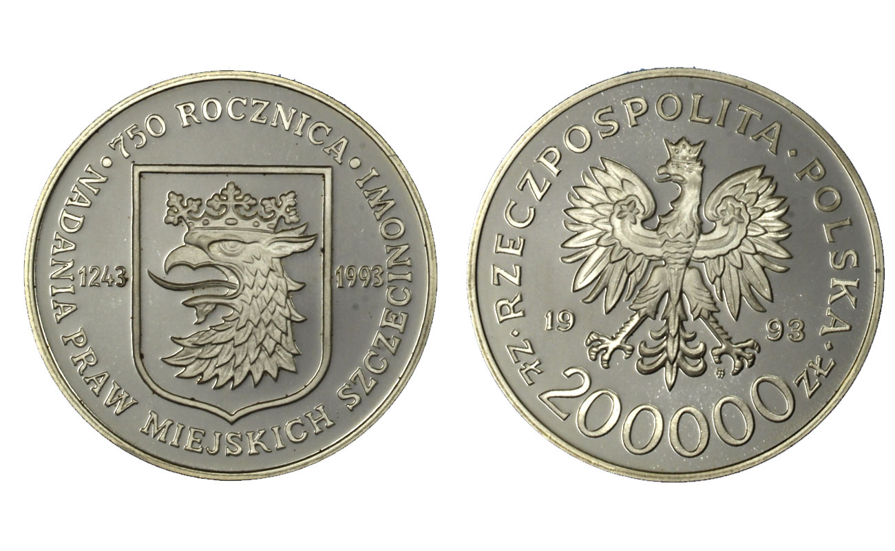 Citt di Szczecin - 200000 Zloty gr.16,50 ag.750/000