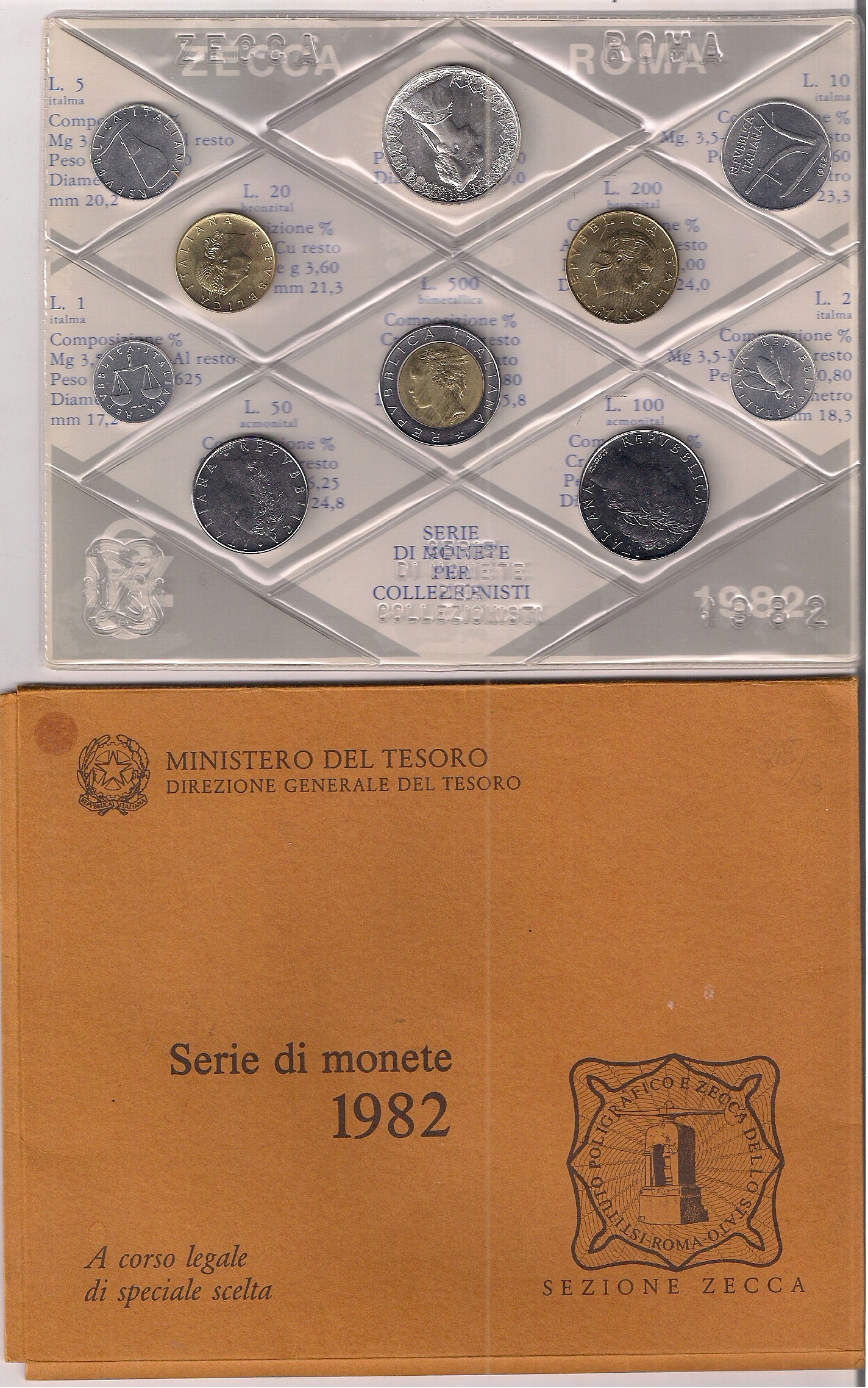 Serie completa di 10 monete confezionate dalla Zecca Italiana - lotto di 10 serie