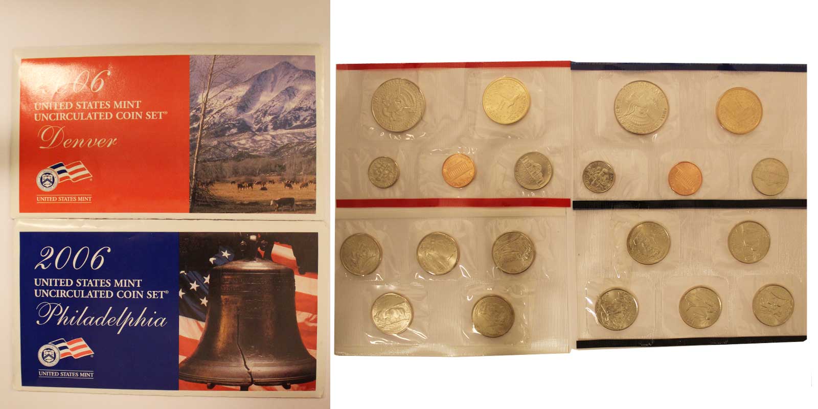 Serie di 20 monete fior di conio in confezioni originali - zecche di Denver e Philadelphia