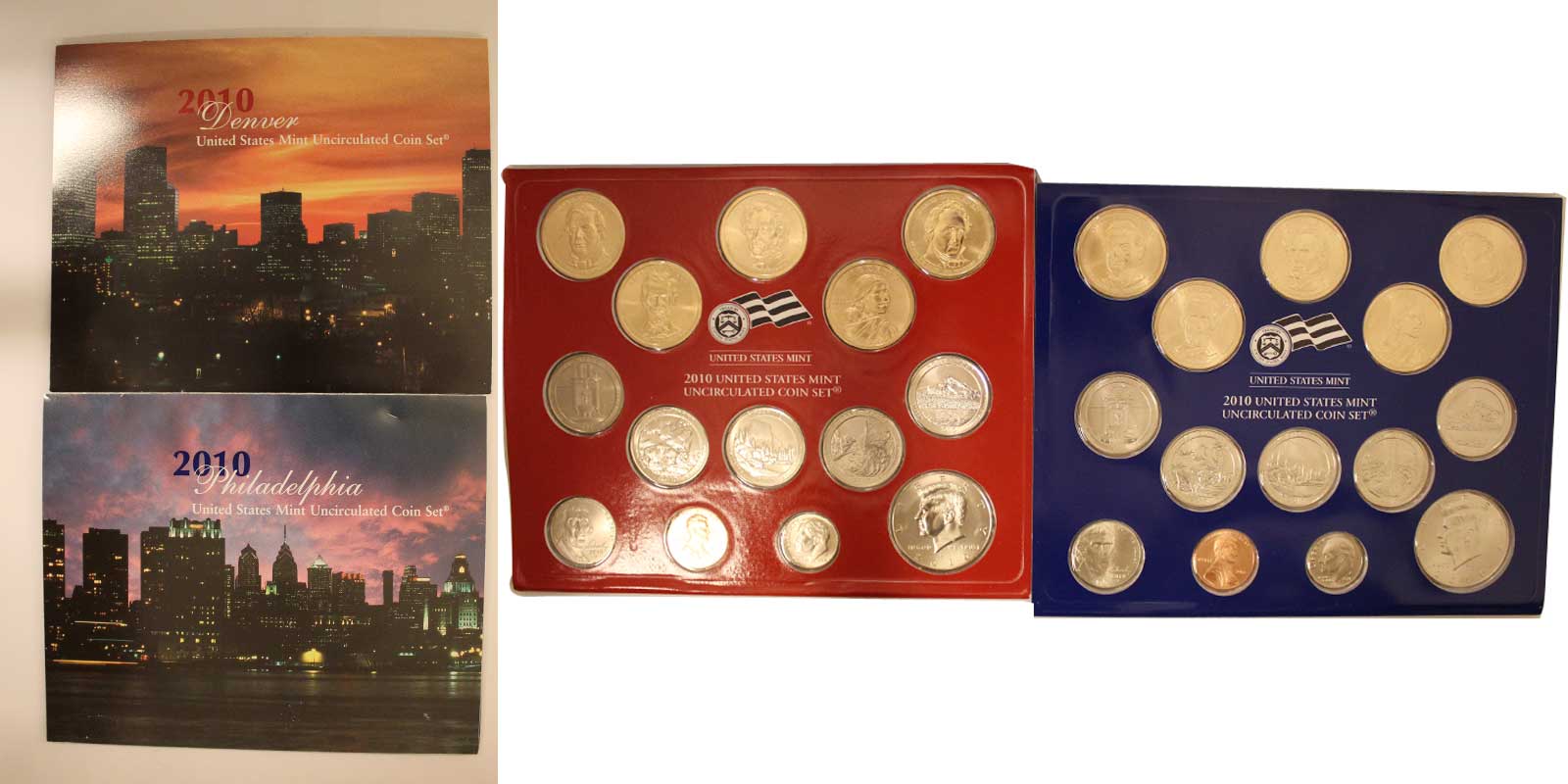 Serie di 28 monete fior di conio in confezioni originali - zecche di Denver e Philadelphia