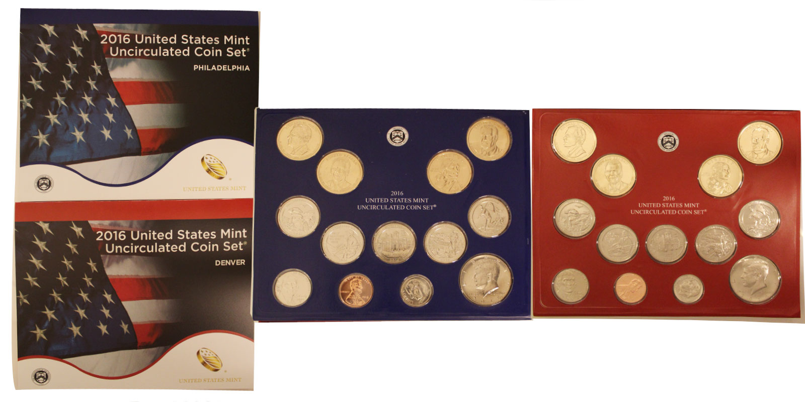 Serie di 26 monete fior di conio in confezioni originali - zecche di Denver e Philadelphia 