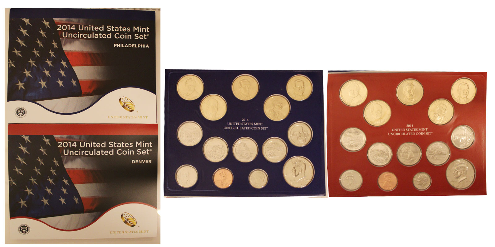 Serie di 28 monete fior di conio in confezioni originali - zecche di Denver e Philadelphia 