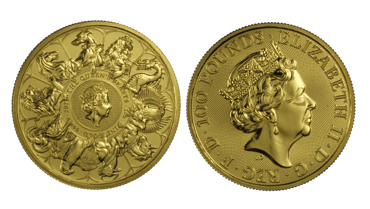 "Queen's Beasts Completer Masterpiece" - Regina Elisabetta II - 100 Pounds gr. 31,10 in oro 999/