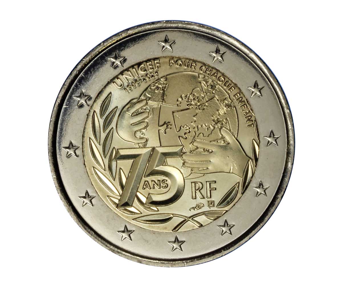 "75esimo anniv. dell'UNICEF" - moneta da 2 euro