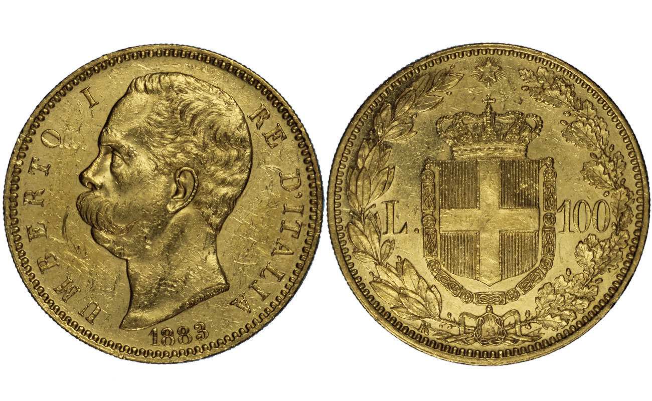 100 lire zecca di Roma gr.32,25 in oro 900/