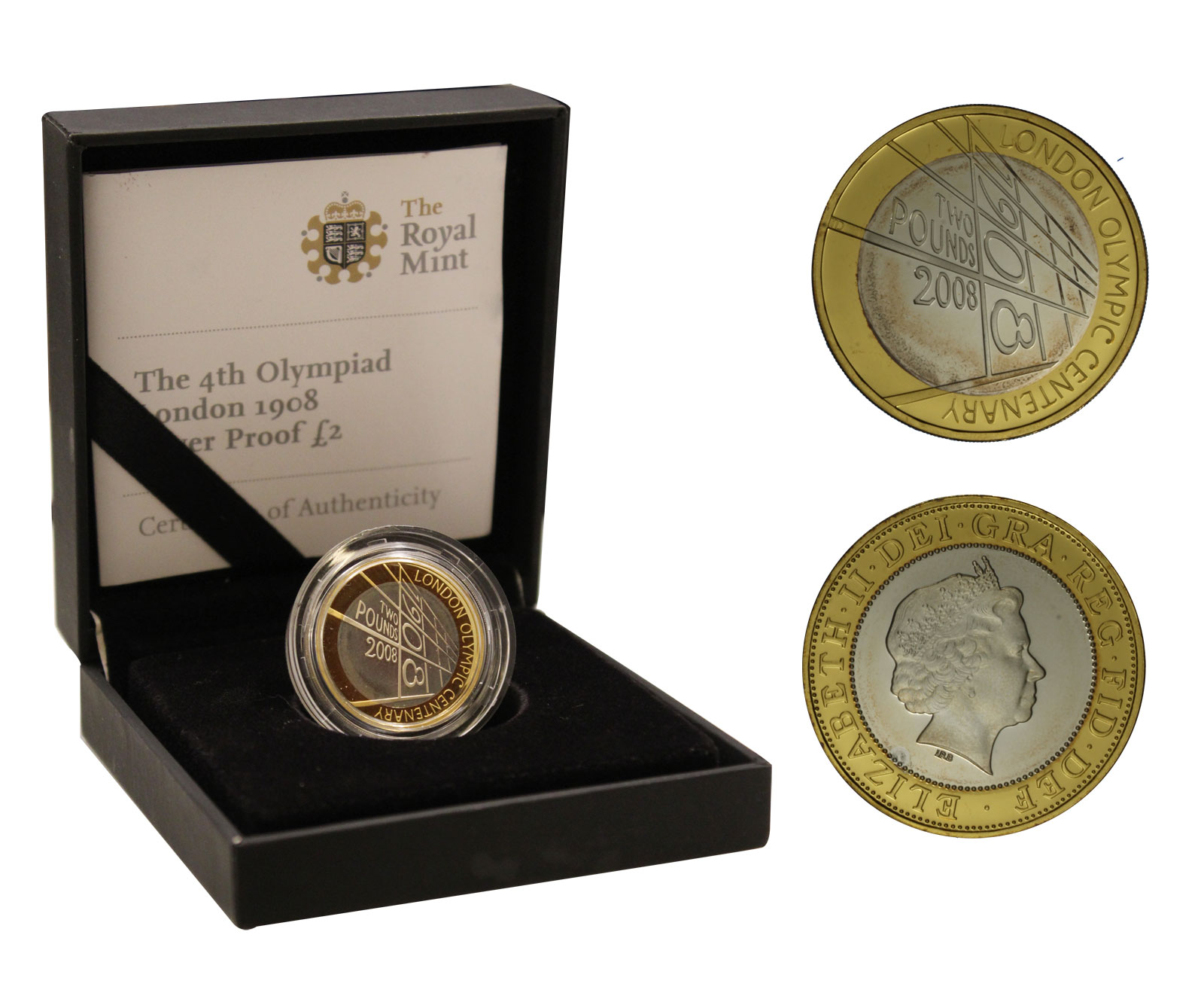 Centenario delle Olimpiadi di Londra  - 2 pounds gr.12,00 in ag 925/000 con anello esterno placcato in oro 