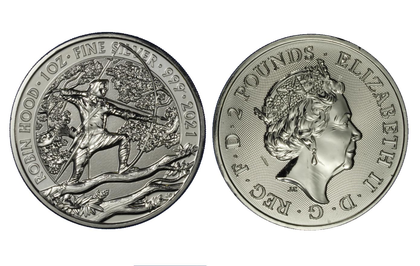 "Robin Hood" - moneta da 2 sterline (1 oncia) gr. 31,10 in ag.999/000 