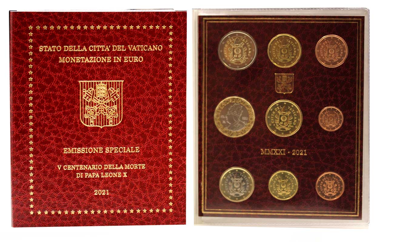Emissione speciale "V Centenario della morte di Papa Leone X" - Serie completa di 9 monete in confezione originale 