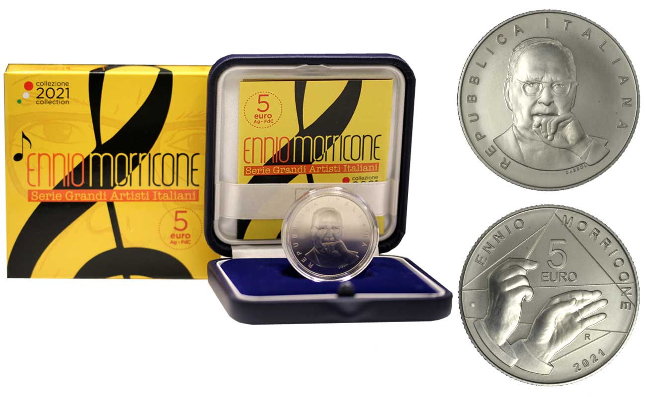 "Ennio Morricone" - Moneta da 5 euro gr. 18,00 in ag. 925/000