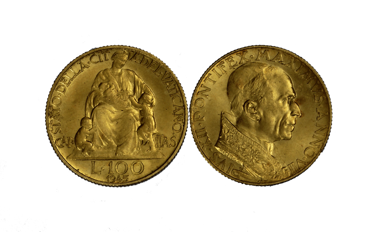 Papa Pio XII - 100 Lire gr. 5,19 in oro 900/