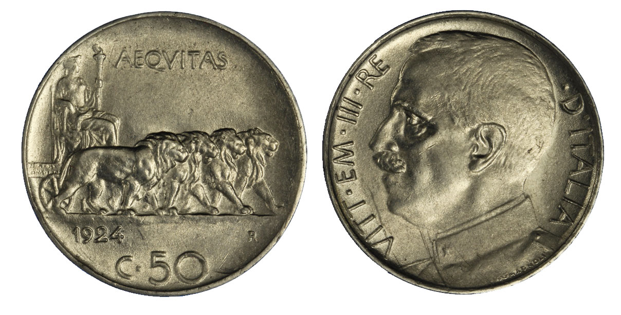 50 centesimi Leoni bordo liscio zecca di Roma