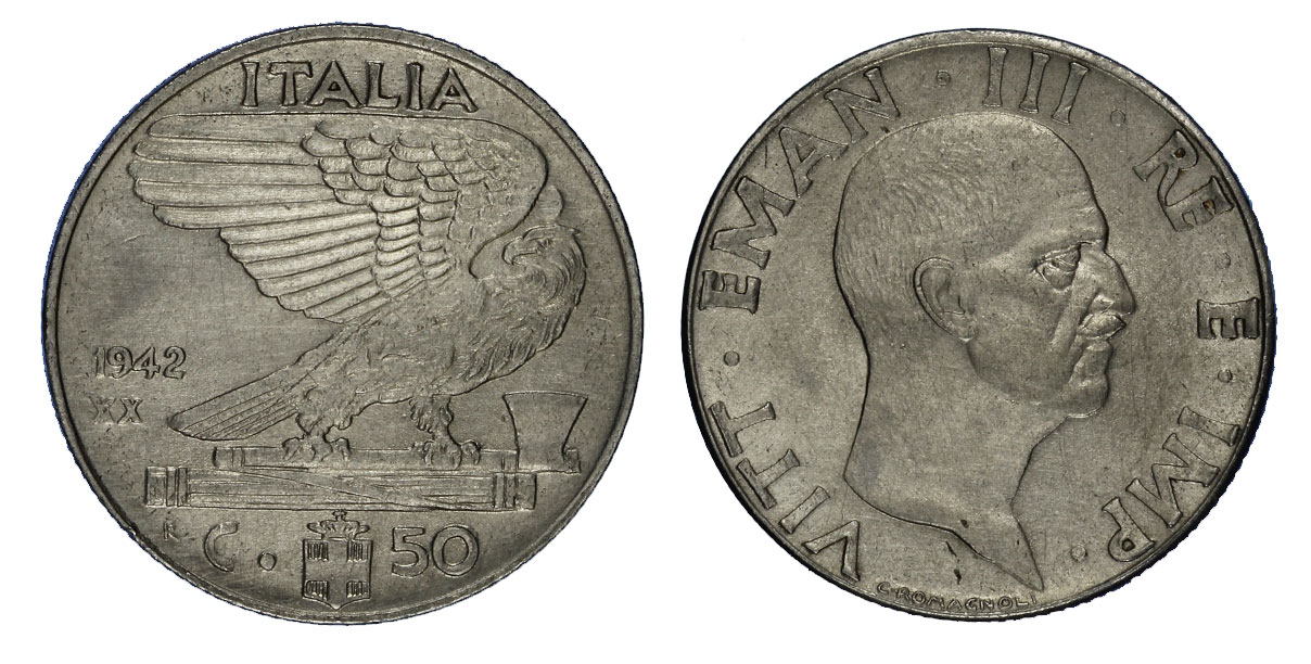 50 centesimi Impero (anno XX) zecca di Roma