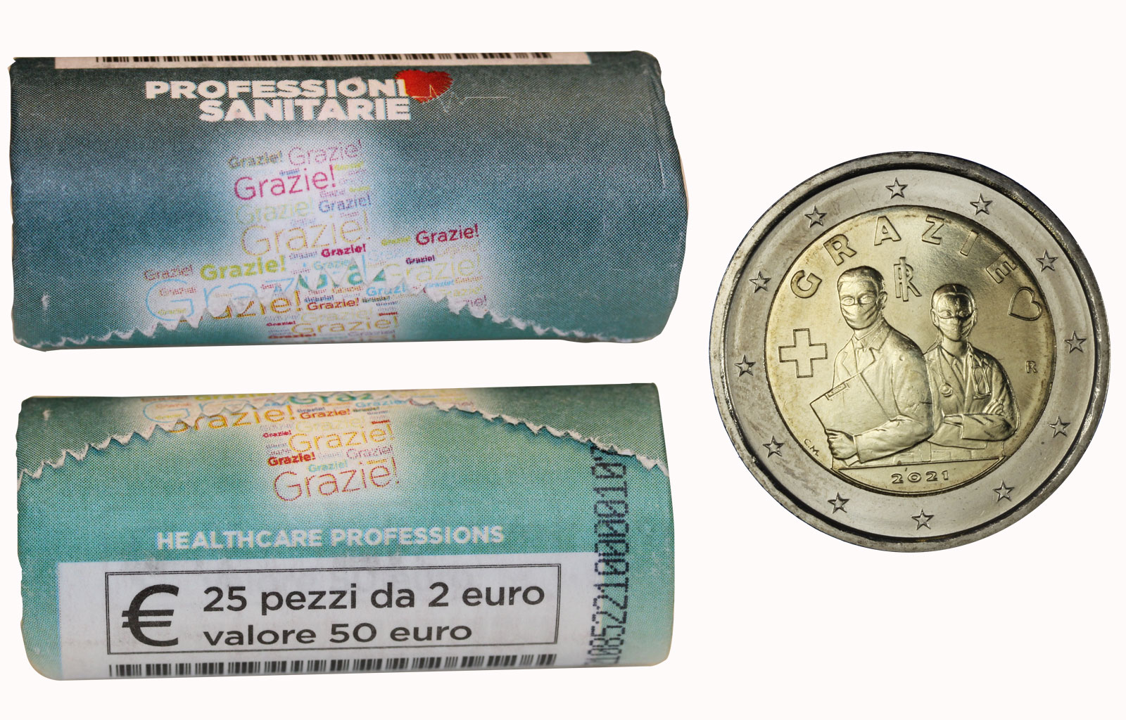 "Professioni Sanitarie" - moneta da 2 euro in rotolino da 25 pezzi