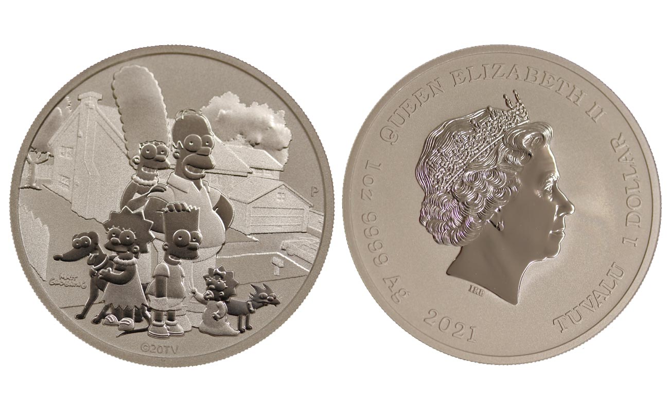 "La Famiglia Simpson" - Moneta da 1 dollaro gr. 31,10 in ag. 999/000