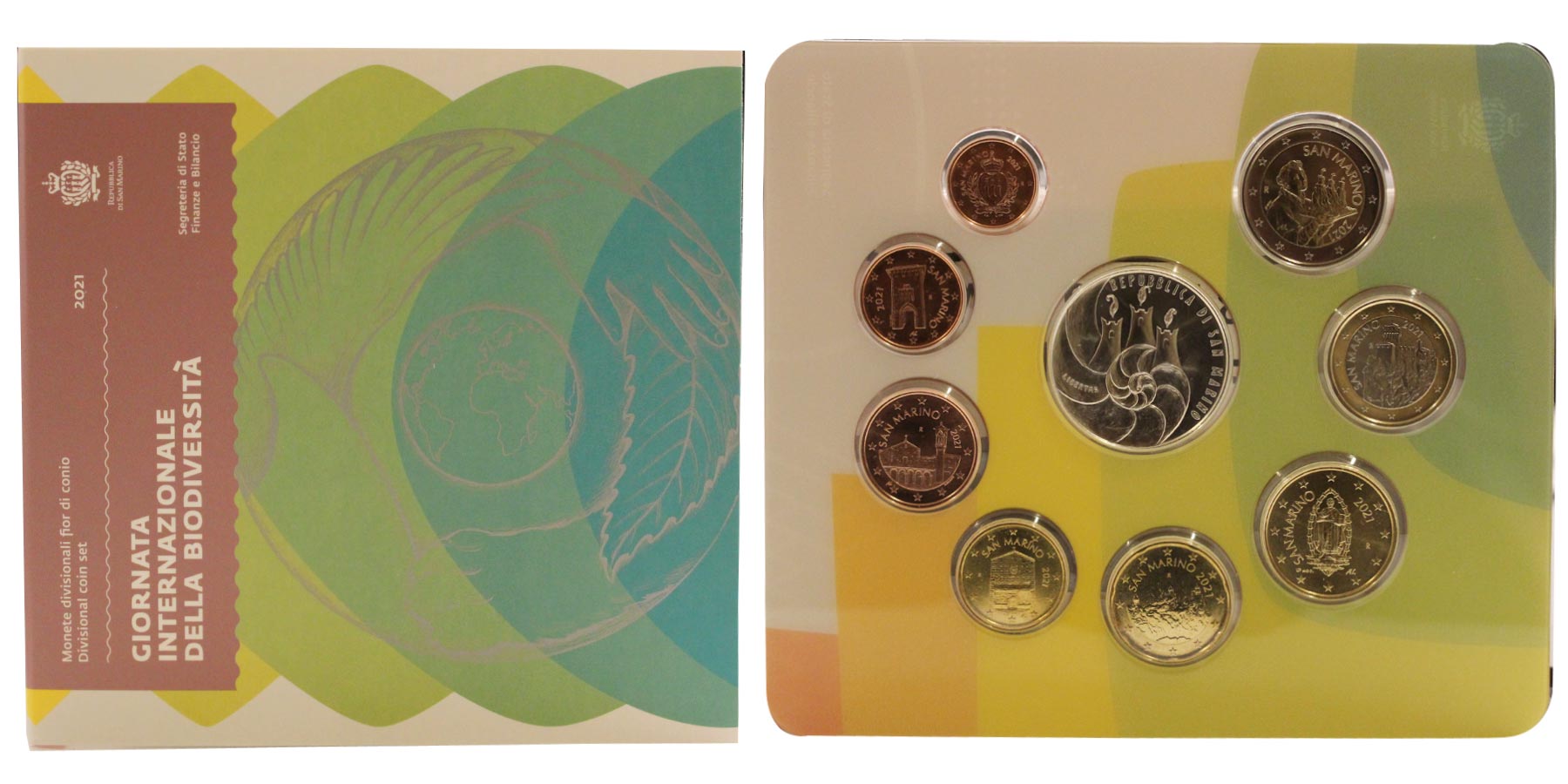 Serie completa di 9 monete con 5 euro in argento "Giornata internazionale della biodiversit"