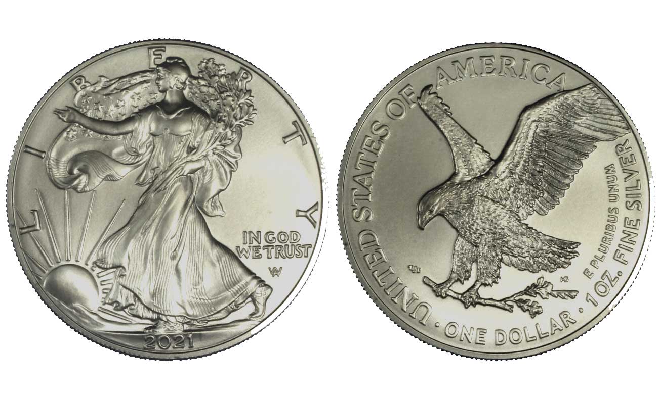 American Eagle Dollaro NUOVO TIPO gr. 31,103 in ag. 999/000 - Lotto di 10 pezzi
