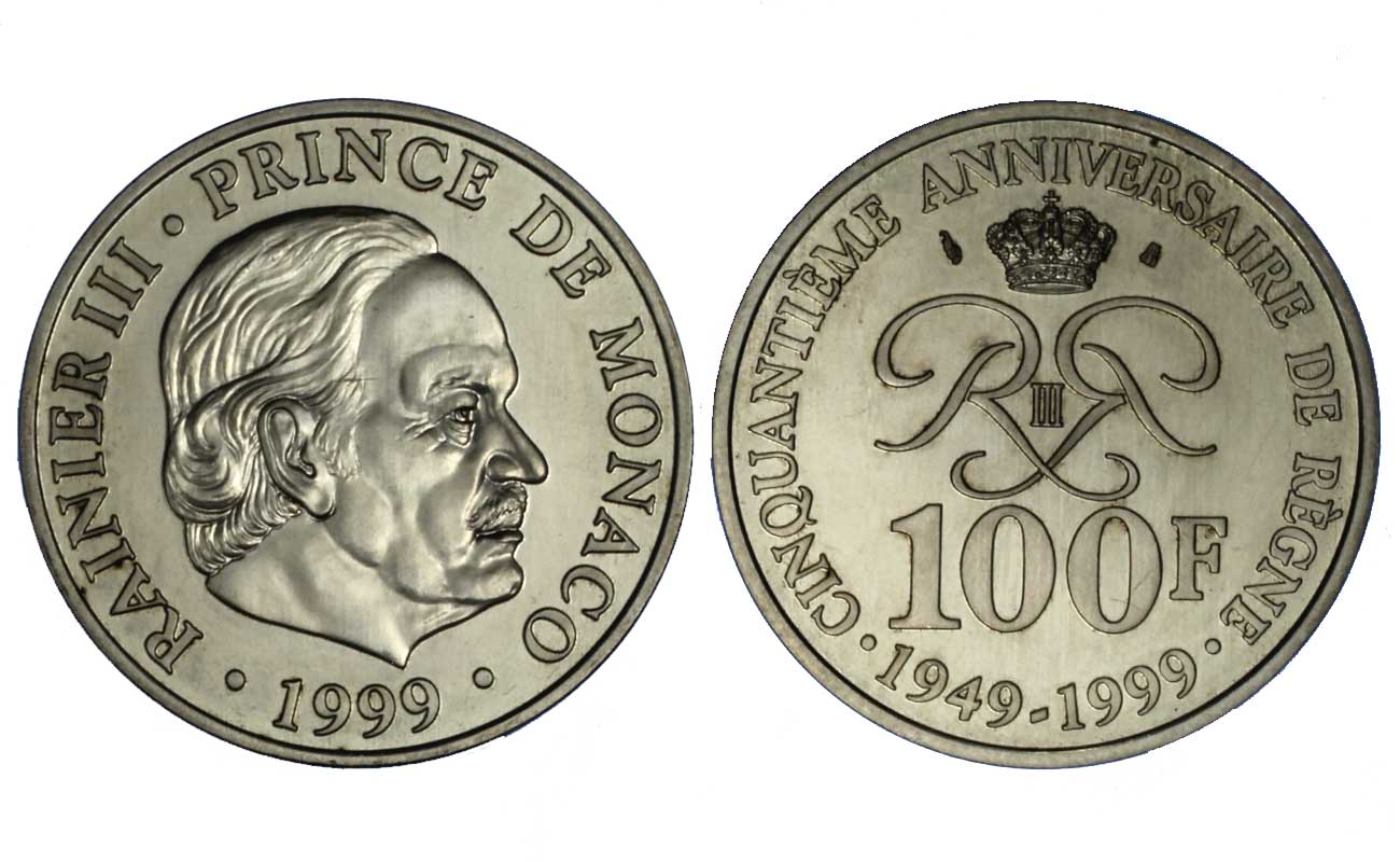Ranieri III - 100 franchi gr.15,00 ag.900/000