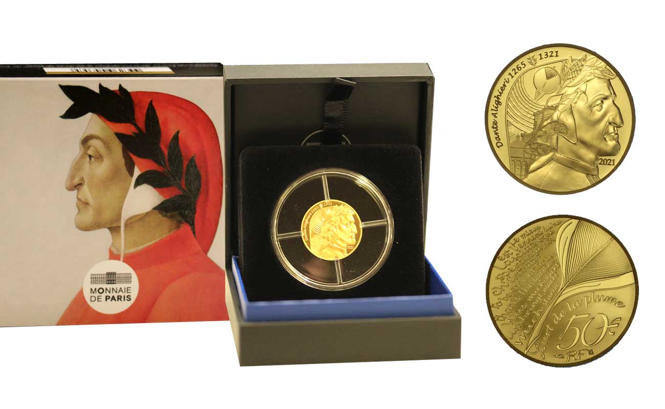 "Dante Alighieri" - 50 euro gr. 7,78 in oro 999/000 - Tiratura limitata 500 pezzi 
