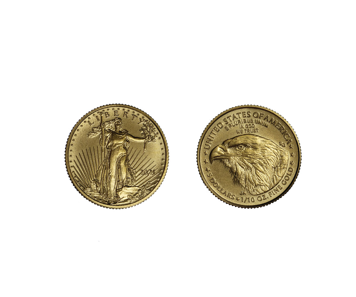 American Eagle - 5 dollari gr. 3,393 in oro 917/000 - NUOVO DISEGNO