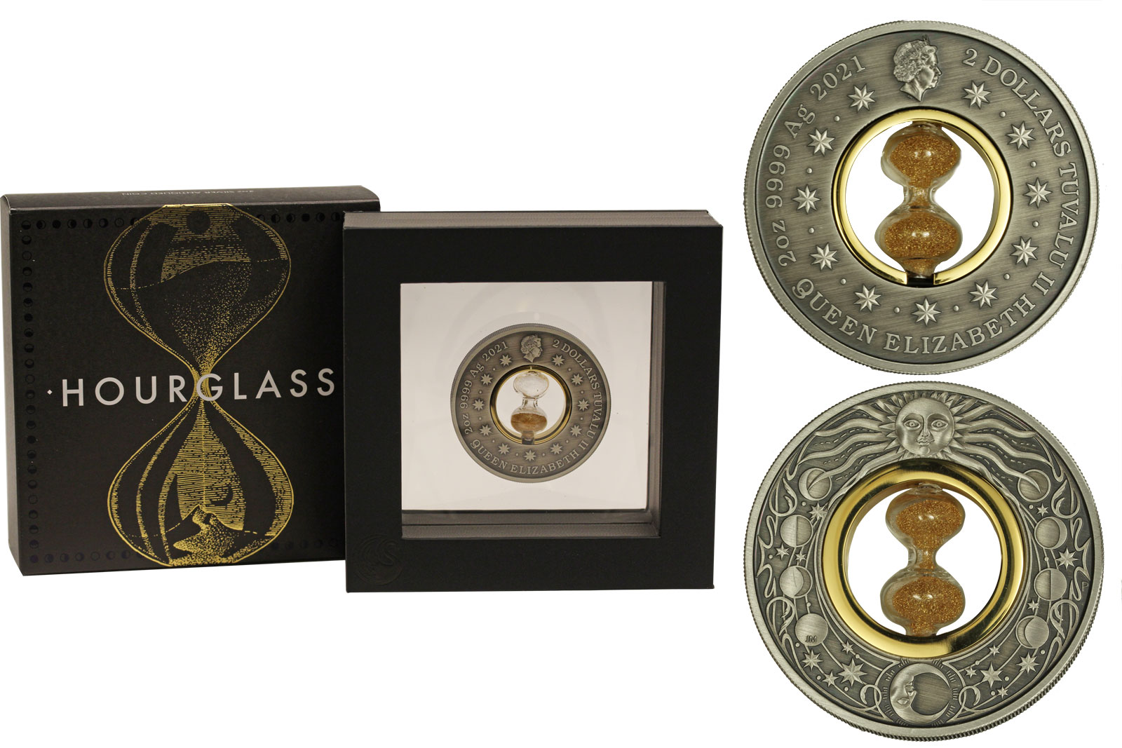 "Clessidra" - Moneta da 2 dollari gr. 62,21 (2 once) in ag. 999/000 - tiratura 2500 pz.