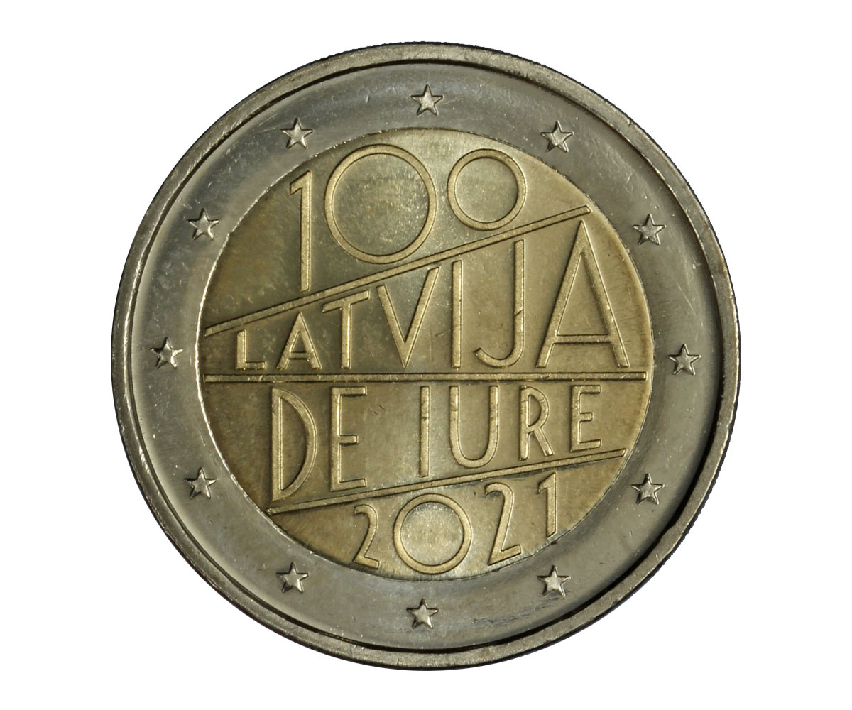 "100 anniv. del riconoscimento ‘de iure’ della Rep. di Lettonia "- moneta da 2 euro  