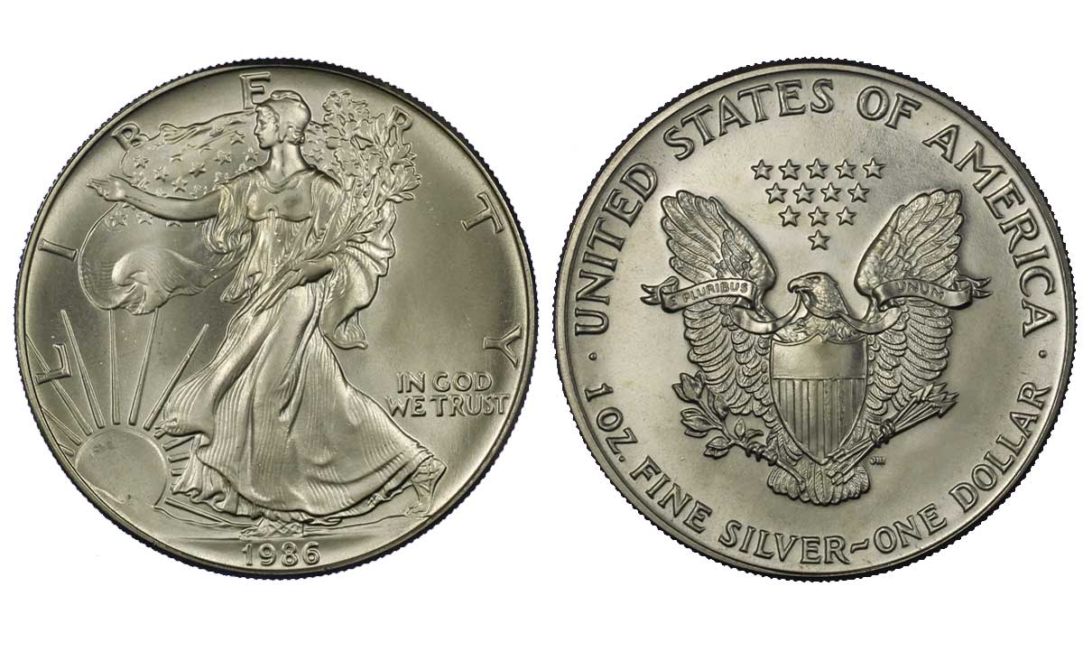 "American Eagle" - 1 dollaro gr. 31,103 in arg. 999/ - Lotto di 10 pezzi