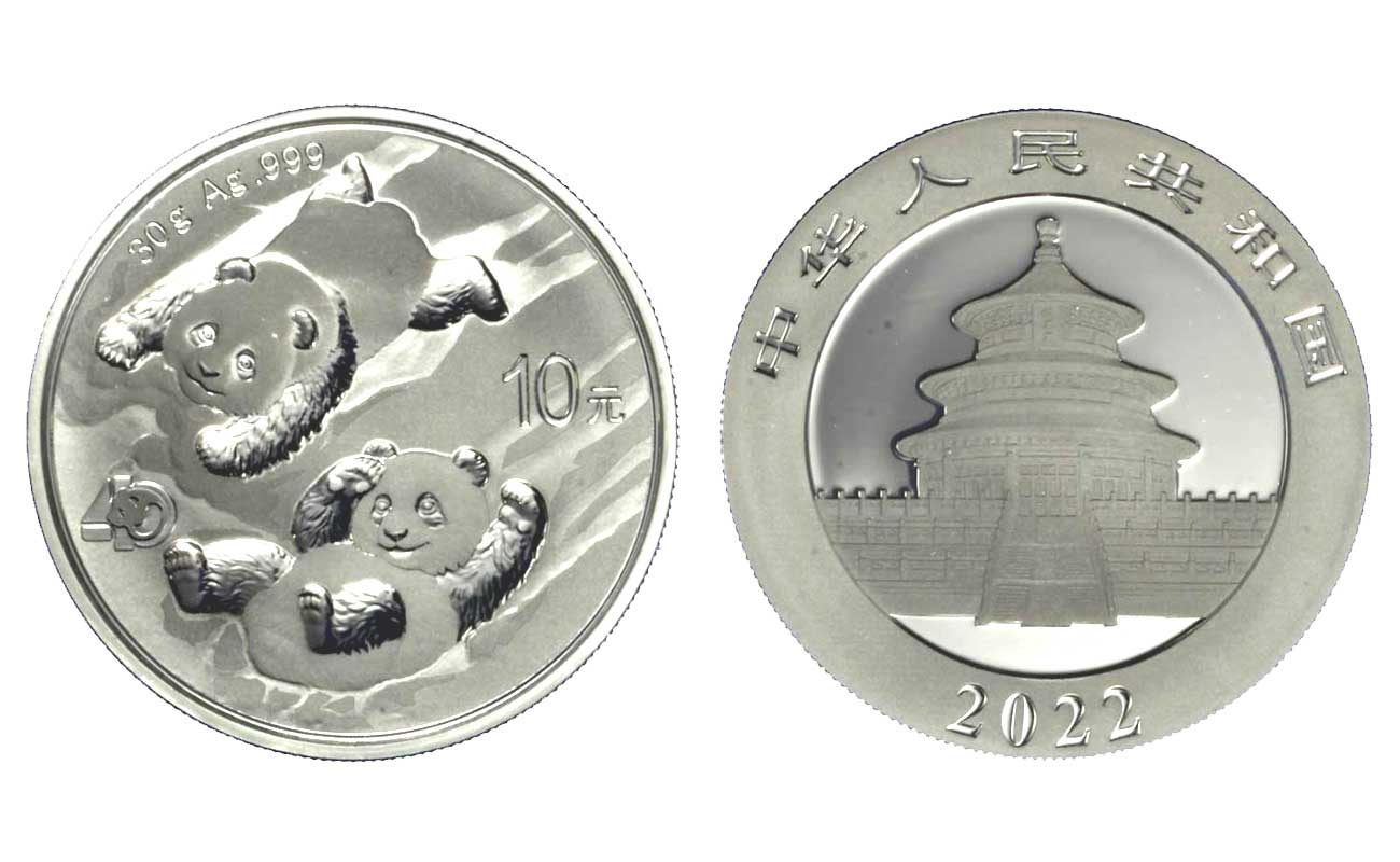 Panda" - moneta da 10 Yuan gr. 30,00 in ag.999/000 - Lotto da 10 pezzi - FDC