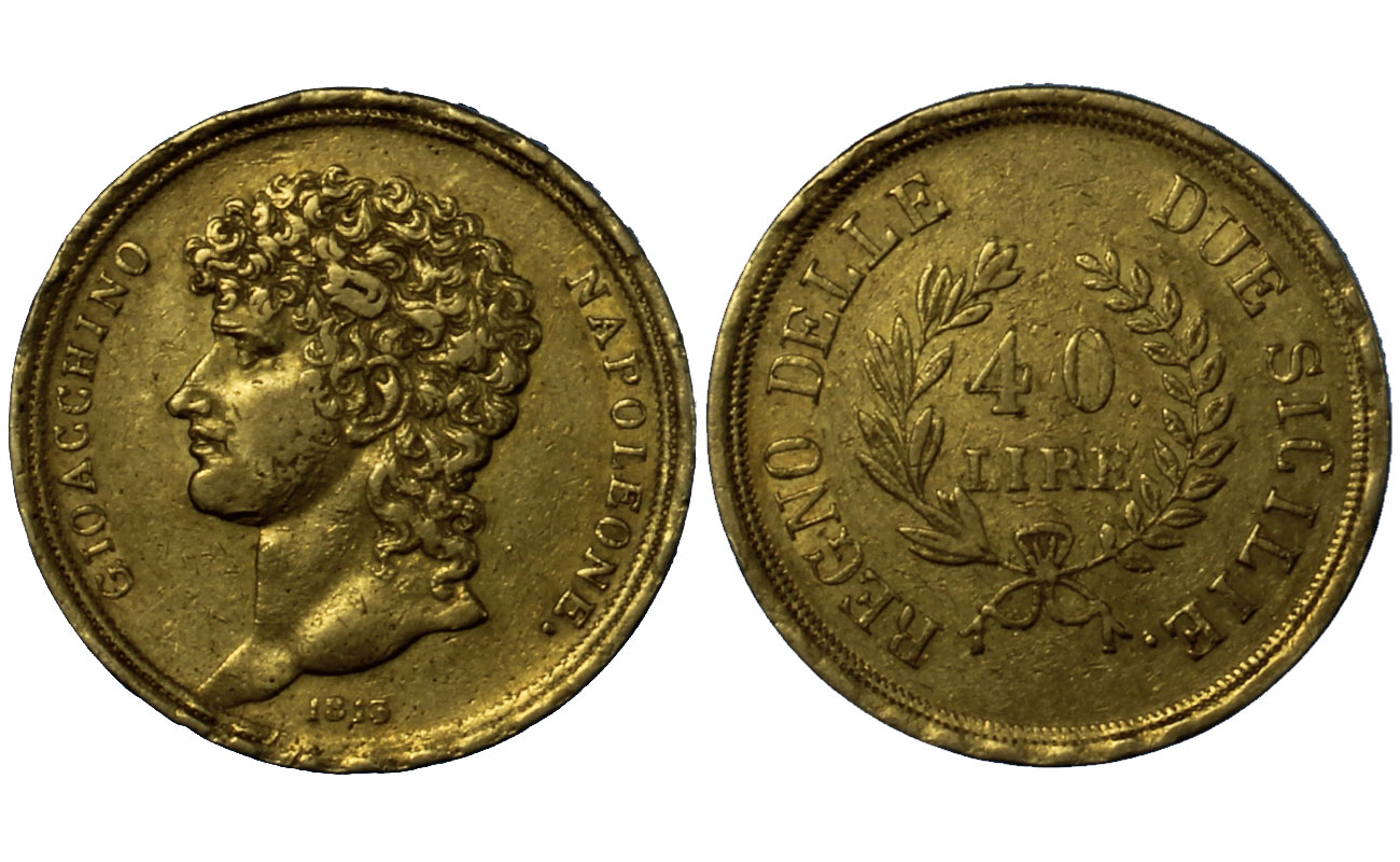 Gioacchino Murat - 40 lire gr.12,90 in oro 900/- rami medi