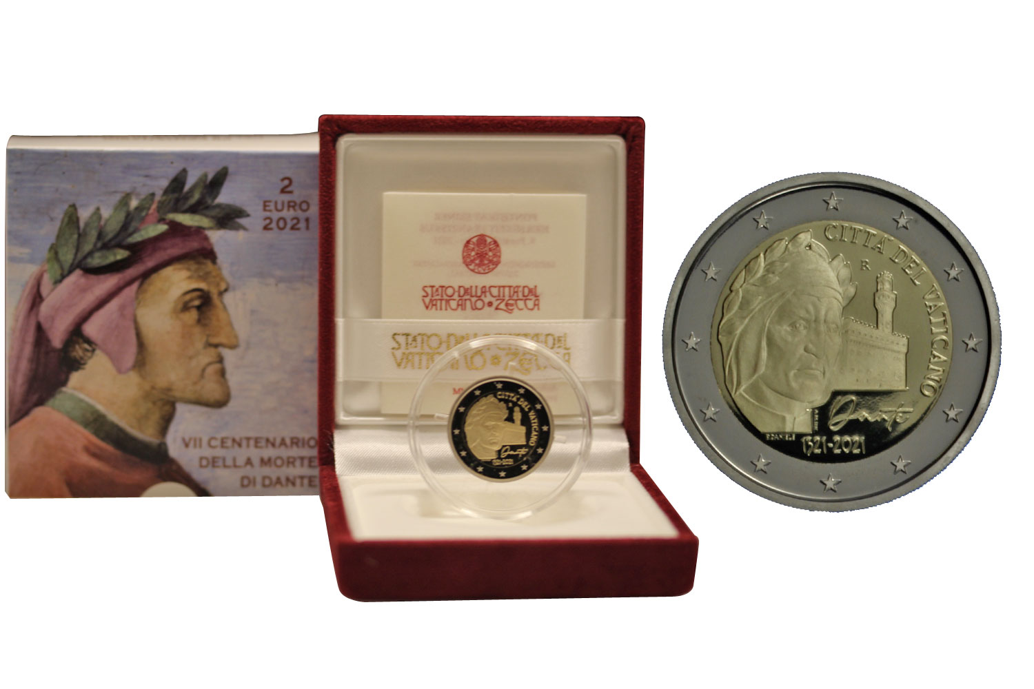 VII Centenario della morte di Dante Alighieri - 2 Euro in confezione ufficiale 