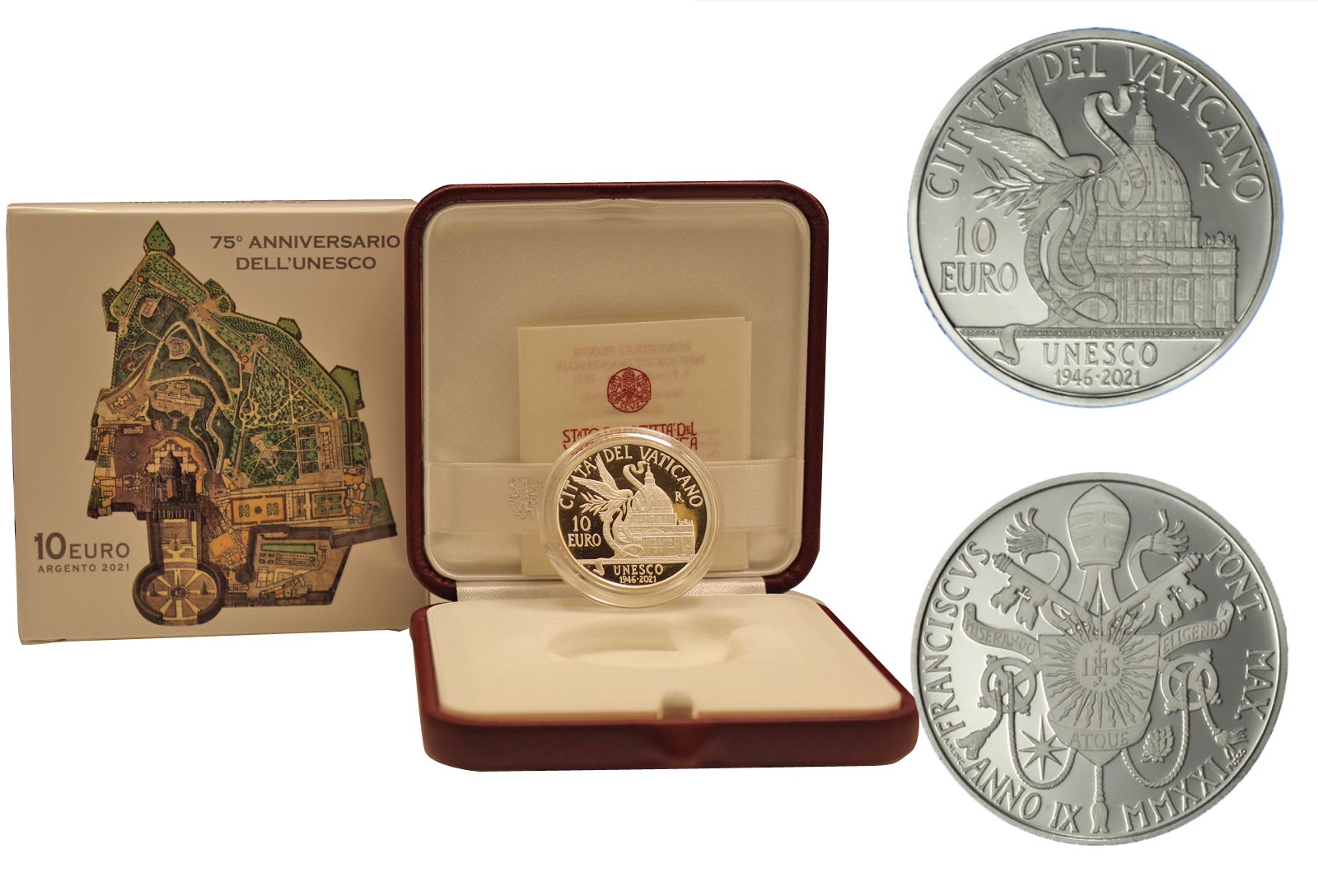"75 anniversario UNESCO" - moneta da 10 Euro gr. 22 in ag. 925/000