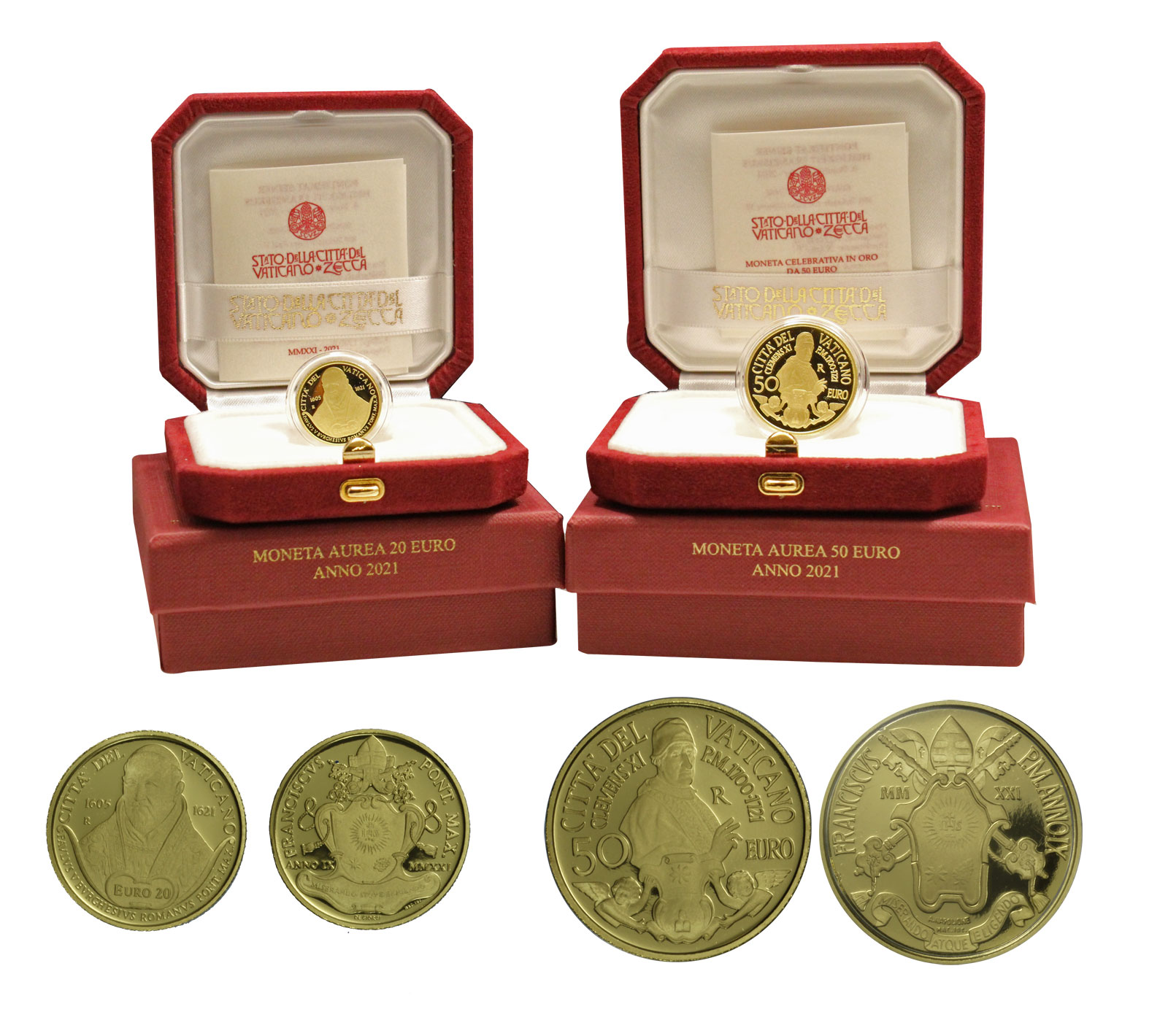 "Pontefici Paolo VI e Clemente XI" - 20 euro + 50 euro gr. 21,00 in oro 917/ - Tiratura 1000 pezzi