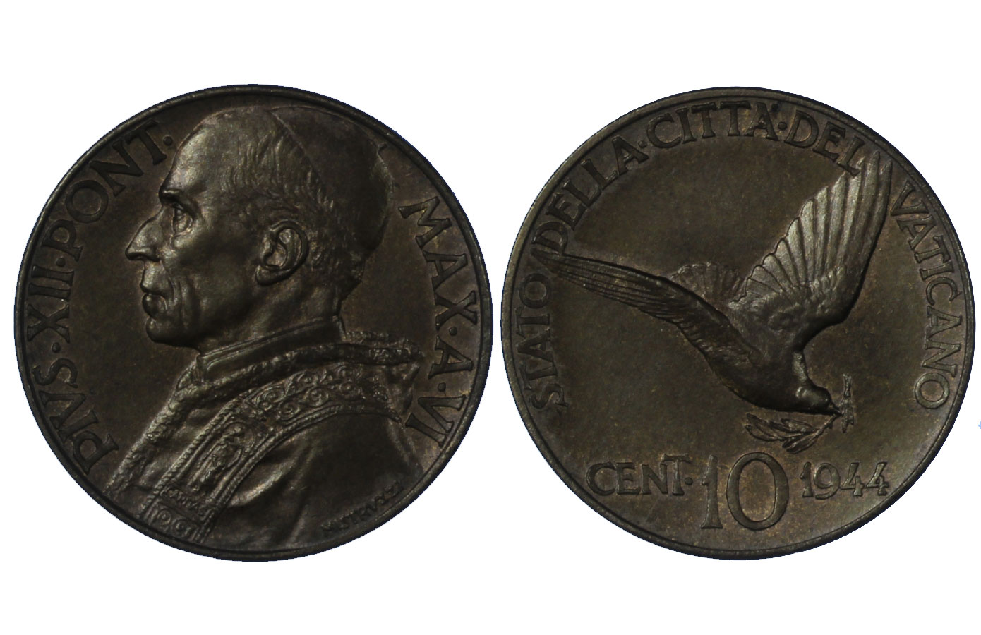 Pio XII - 10 centesimi in bronzital