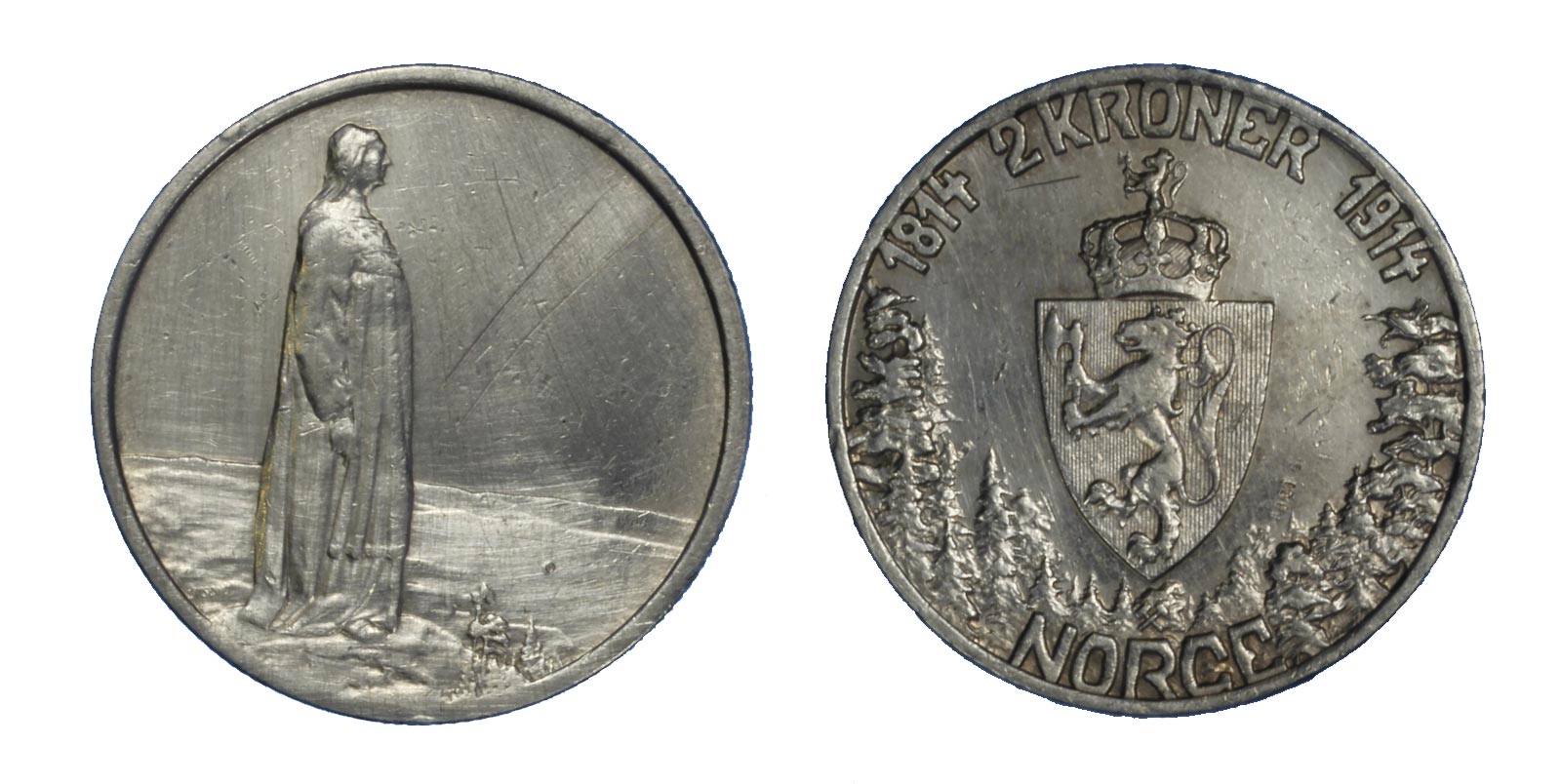 Haakon VII - 2 corone gr. 15,00 in ag. 800/000 