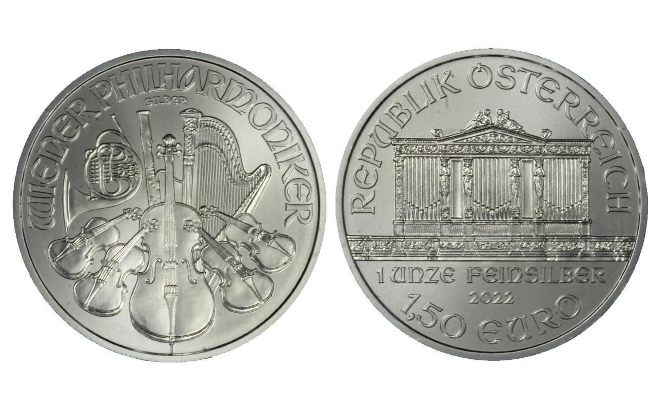 Filarmonica - oncia gr. 31,103 in ag. 999/000 - Lotto di 10 monete