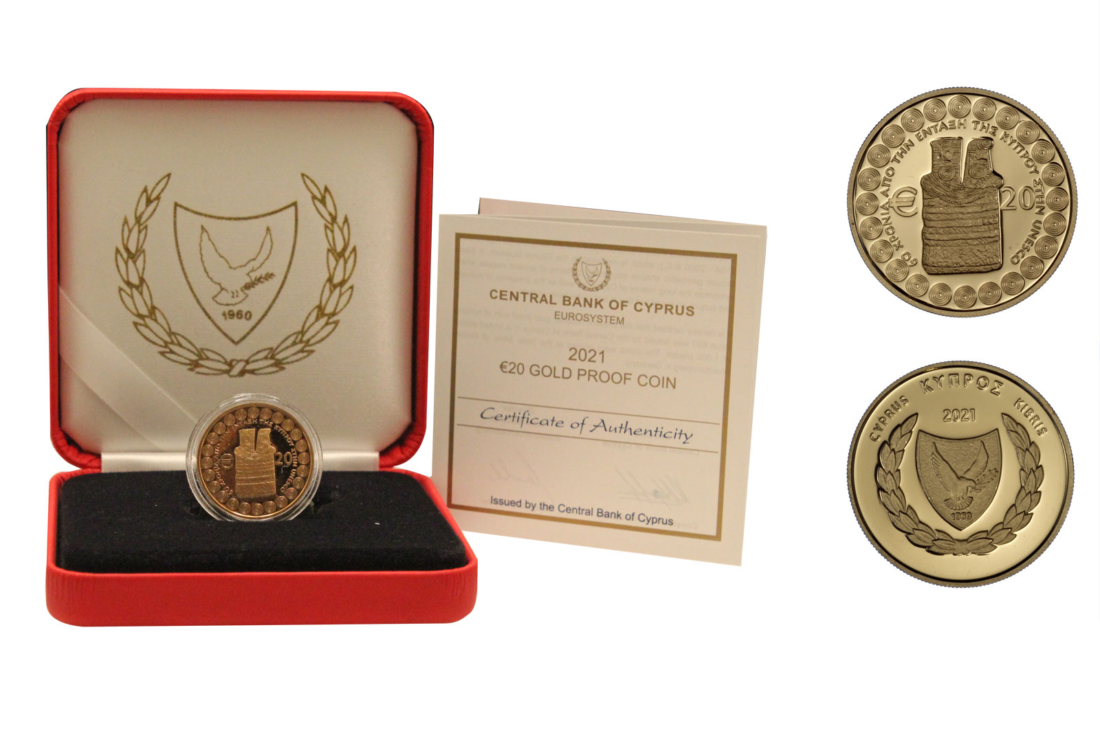 "60° anniv. adesione all'UNESCO"- 20 euro (sterlina) gr. 7,98 in oro 917/000 tiratura 1000 PZ 
