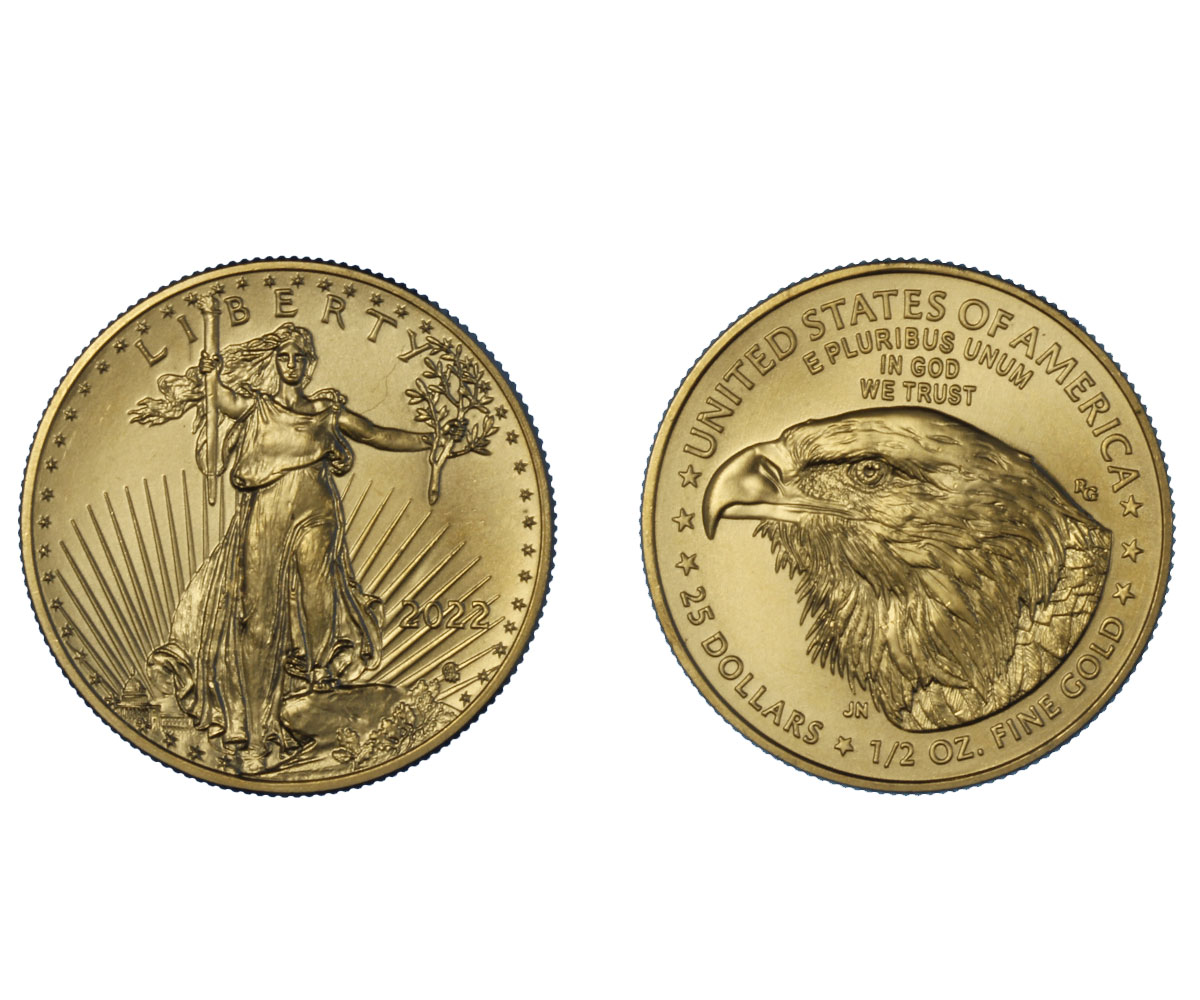 American Eagle - 25 dollari gr. 16,966 in oro 917/000 - NUOVO DISEGNO