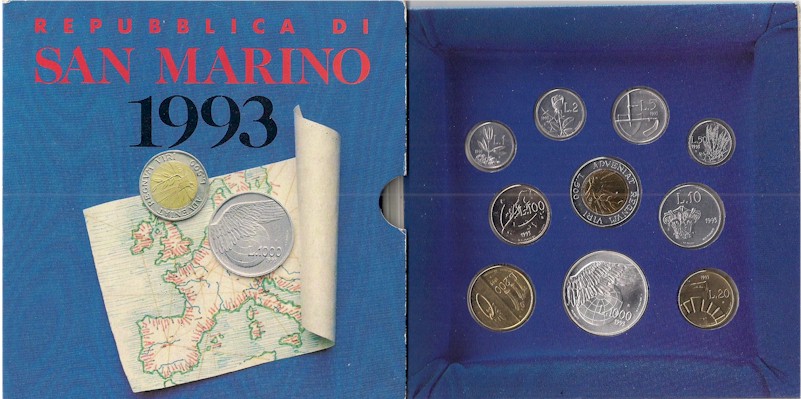 "16 Secoli di Storia rivolti al futuro III serie" - Serie divisionale di 10 monete con 1000 lire gr. 14,60 in arg. 835/ - Lotto di 5 pezzi