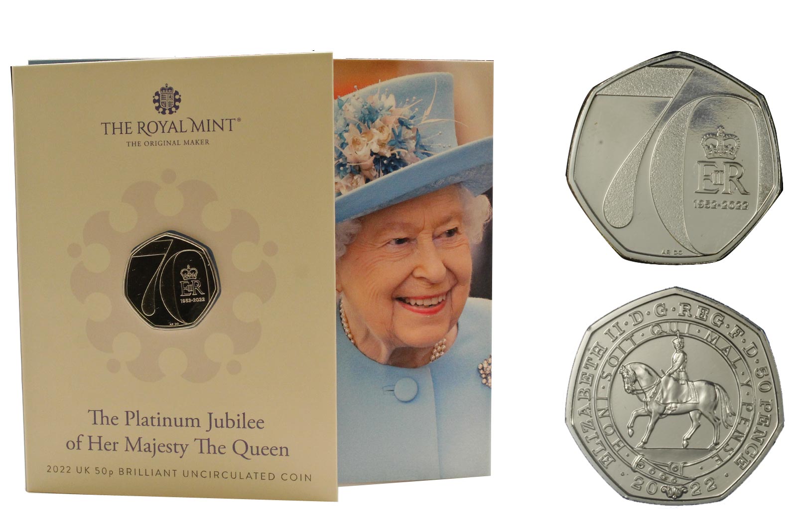 "Giubileo di Platino della Regina Elisabetta" - 50 pence in nickel in folder 