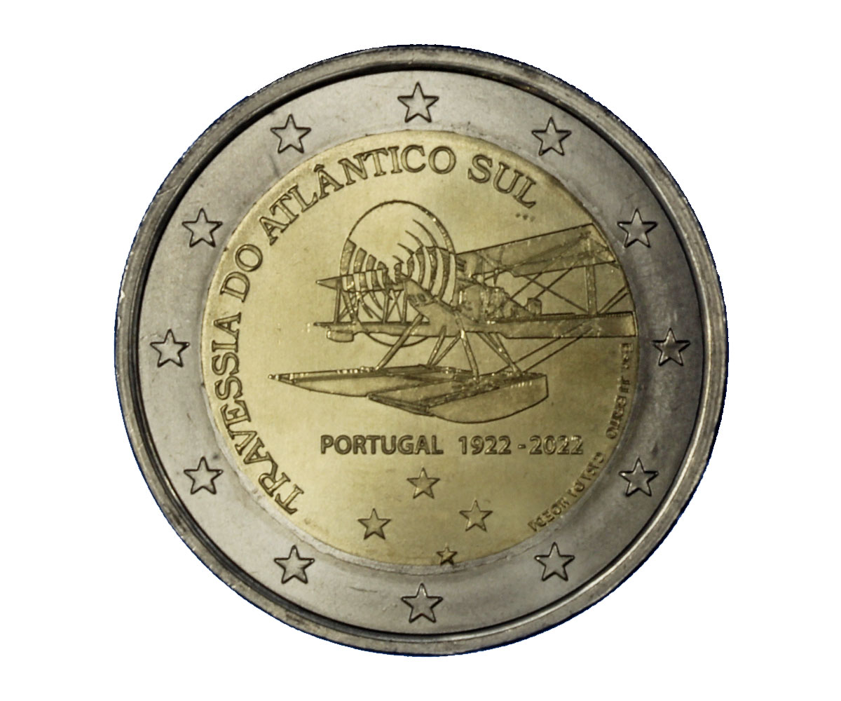 "100 anniv. prima trasvolata dell’Atlantico meridionale"  - moneta da 2 euro