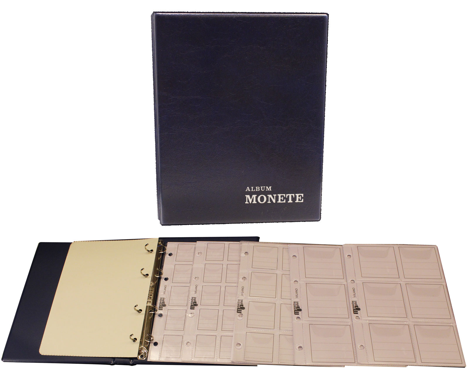  Album piccolo (dimensioni 14x18cm) per monete composto da 5 pagine con taschine di varie dimensioni - colori assortiti