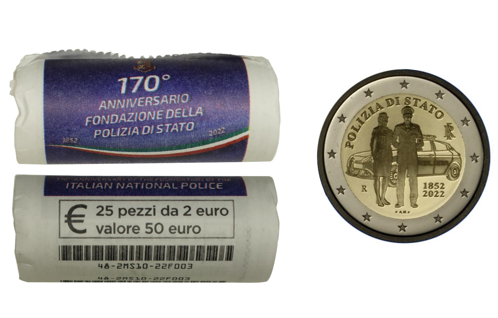 "170 della Polizia di Stato" - moneta da 2 euro in rotolino da 25 pezzi